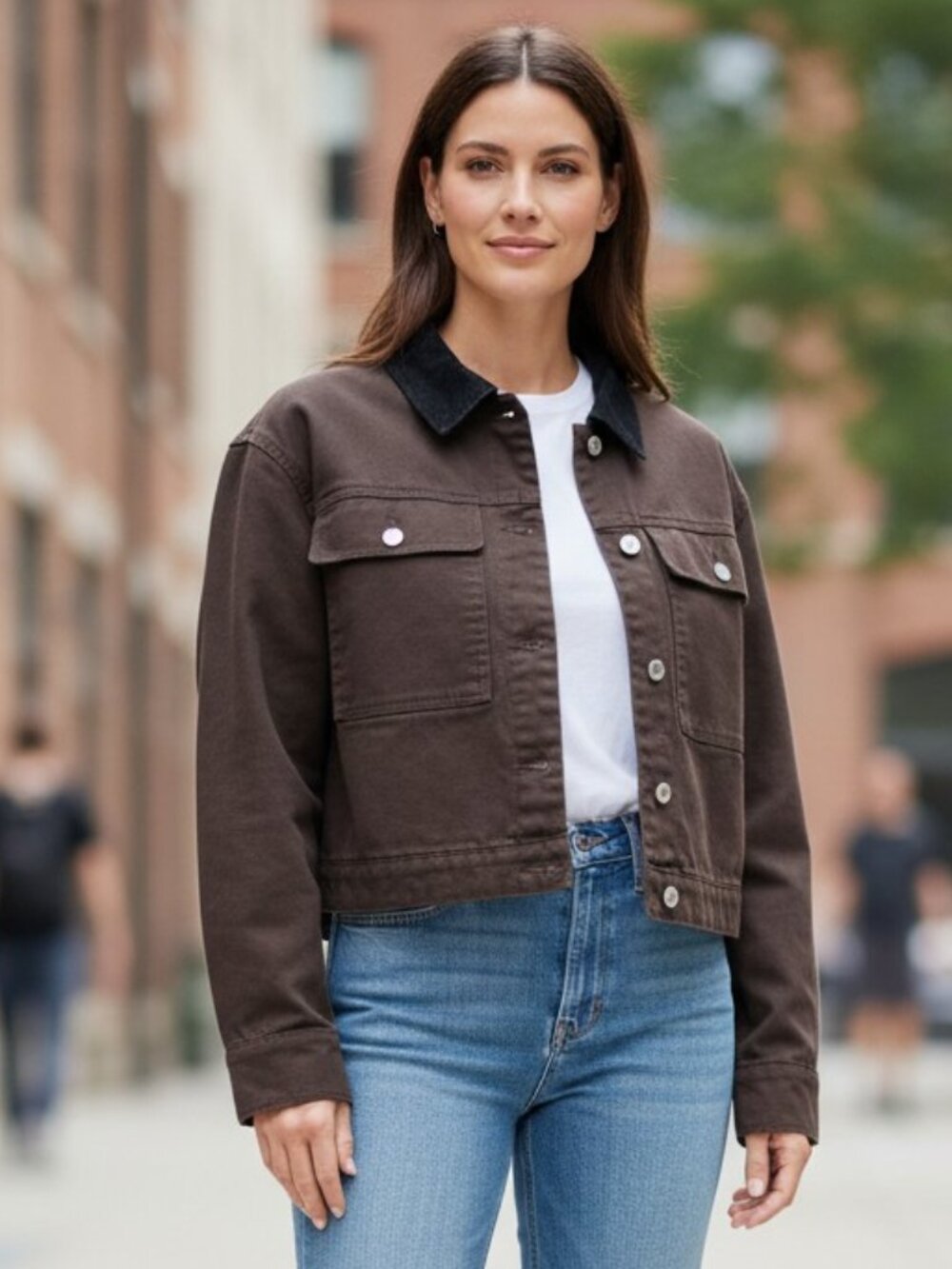 Future Collective Women's Quilted Cropped Jacket Corduroy - Brown - Size L